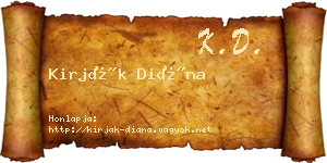 Kirják Diána névjegykártya